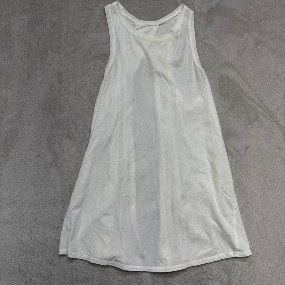 Lululemon Shirt Womens 4 Tank Top White Open Back Sleeveless Activewear Yoga Gym